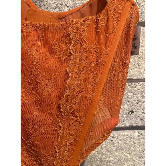 Urban Outfitters Orange Lace Corset-Style Tank Top With Adjustable Straps & Boni - Picture 4 of 7